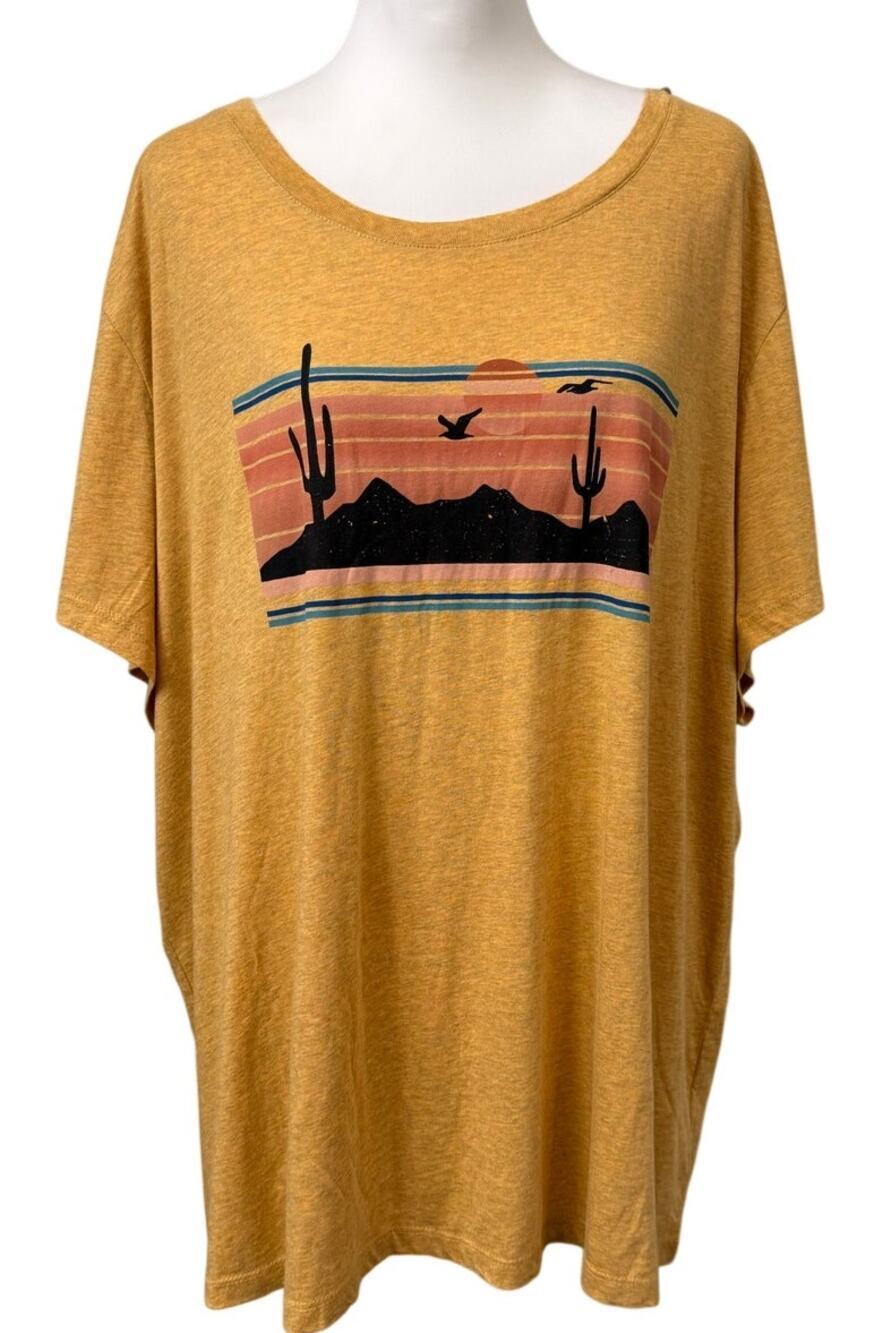 Natural Reflections womens 2x yellow desert mountain graphic tee NWT plus size